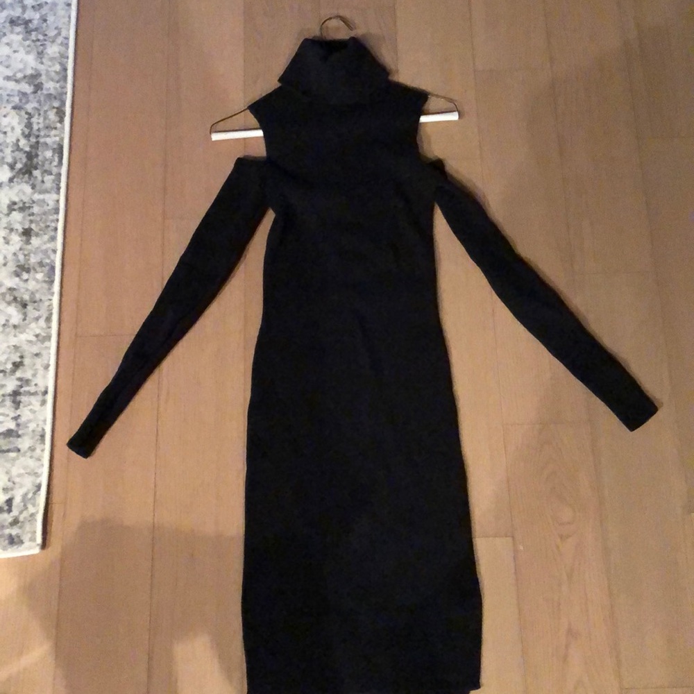 Allsaints dark grey rib sweater coldshoulder dress